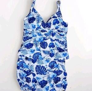 Nicole Miller 3X Tankini Swimsuit Set Womens Bathing Suit Hawaiian Tropical